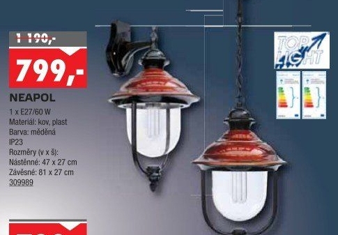 Venkovní závěsné svítidlo Neapol R Top Light