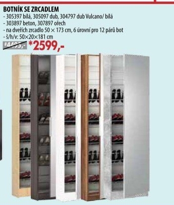 Botník se zrcadlem 305397 bílý