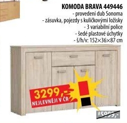 Komoda 4 dveře + 1 zásuvka BRAVA dub