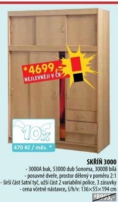 Skříň s posuvnými dveřmi 3000
