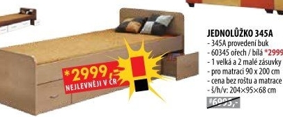 Jednolůžko s úložným prostorem 90x200