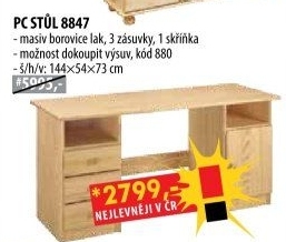 PC stůl 8847 lakovaný