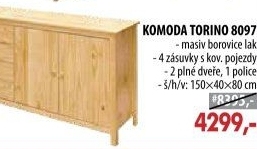 Komoda 2 dveře + 4 zásuvky TORINO