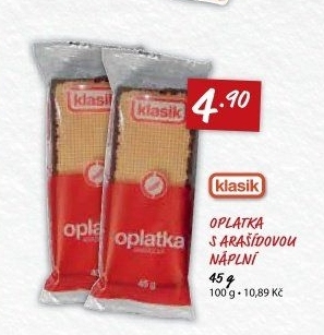 Oplatky s arašídovou náplní Coop Klasik