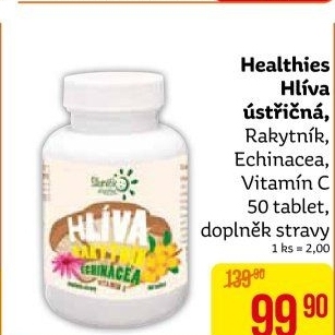 Doplněk stravy hlíva ustřičná, raktník, echinacea a vitamín C Healthiest