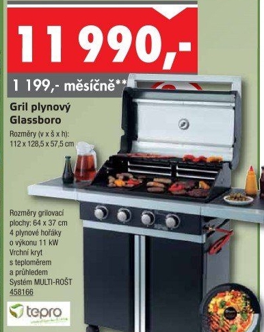 Plynový gril Glassboro Tepro