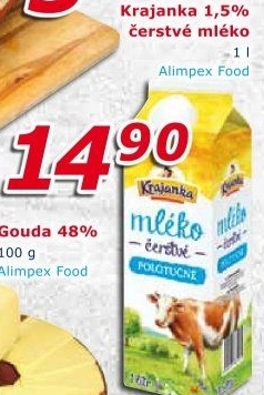 Mléko čerstvé Krajanka - 1,5% polotučné