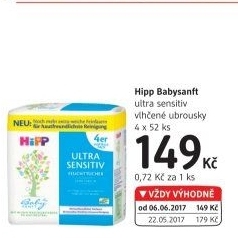 Vlhčené ubrousky dětské Baby Sanft Hipp