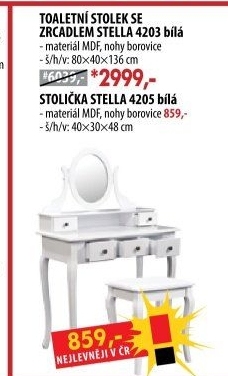 Toaletní stolek se zrcadlem STELLA