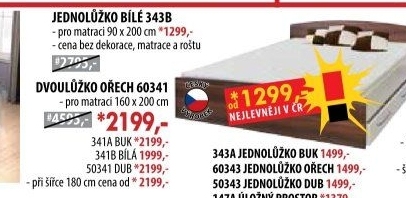 Jednolůžko 343 bílá 90x200