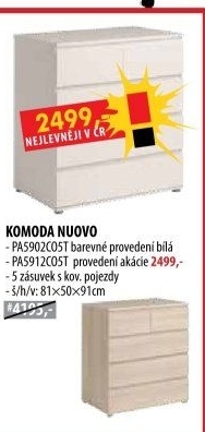 Komoda 3+2 zásuvky NUOVO bílá