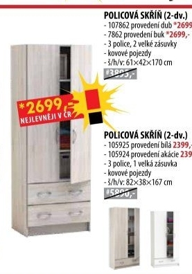 Skříň 2dveřová 107862 dub