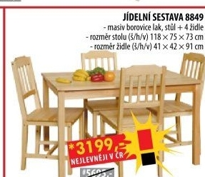 Stůl + 4 židle 8849 lak