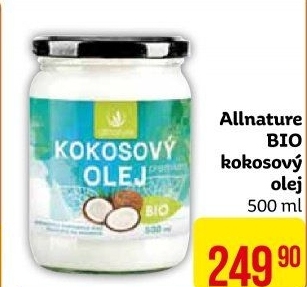 Kokosový olej bio Allnature