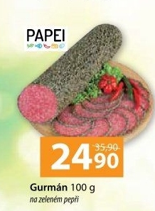 Salám Gurmán v zeleném pepři Lahůdky Papei