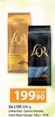 Zrnková káva Espresso Fortissimo Douwe Egberts L'OR