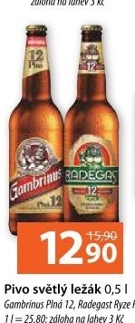 Pivo světlý ležák 12° Plná Gambrinus