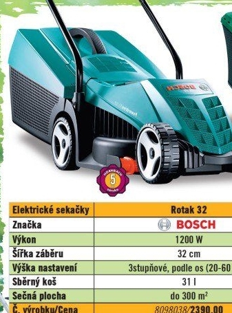 Elektrická sekačka na trávu Bosch Rotak 32