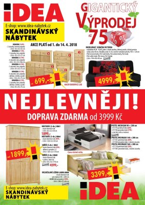 akční leták IDEA nábytek 1.4.2018-14.4.2018