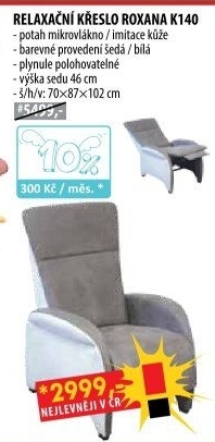 Relaxační polohovací křeslo ROXANA šedá/bílá K140