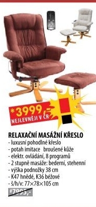 Relaxační masážní křeslo s podnožkou béžové K36