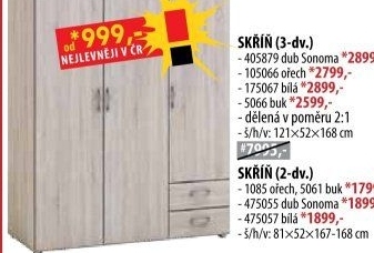 Skříň 3dveřová 405879 dub