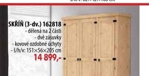 Skříň 3dveřová CORONA vosk 162818