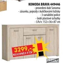 Komoda 4 dveře + 1 zásuvka BRAVA dub