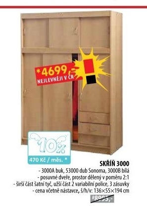 Skříň s posuvnými dveřmi 3000