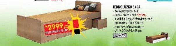 Jednolůžko s úložným prostorem 90x200
