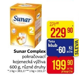 Kojenecké mléko Sunar Complex