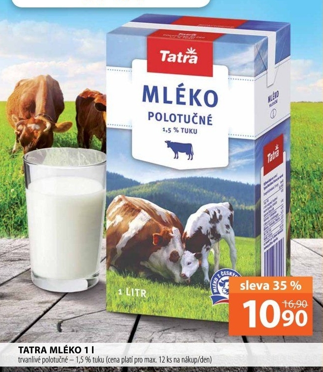 Trvanlivé mléko Tatra - 1,5% polotučné