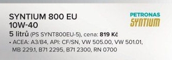 Motorový olej Petronas 10W - 40 Syntium 800 EU