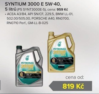 Motorový olej Petronas 5W - 40 Syntium 3000E