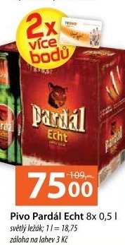 Pivo světlý ležák 11° Echt Pardál