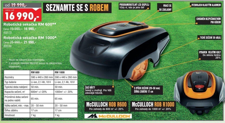 Robotická sekačka McCulloch RM 600
