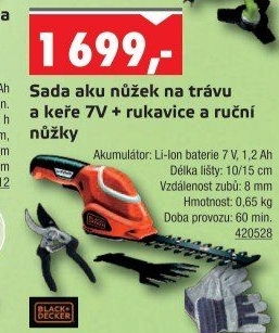 Aku nůžky na trávu a keře GSL 700 Black&amp