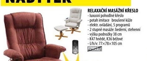 Relaxační masážní křeslo s podnožkou hnědé K47