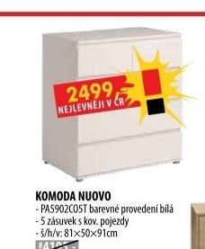 Komoda 3+2 zásuvky NUOVO bílá
