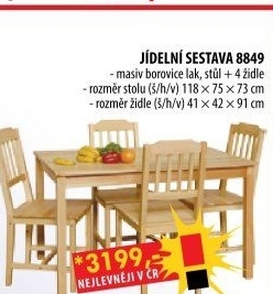 Stůl + 4 židle 8849 lak
