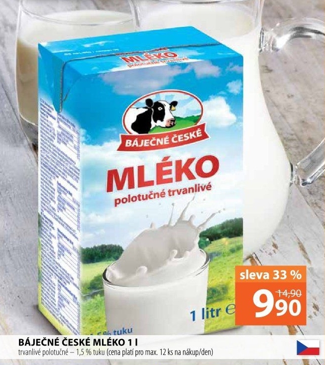 Trvanlivé mléko Báječné české Madeta - 1,5% polotučné