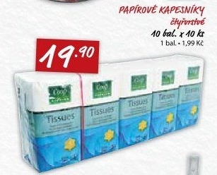 Papírové kapesníčky 4vrstvé Coop Premium
