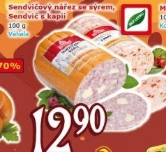 Nářez sendvičový se sýrem Váhala