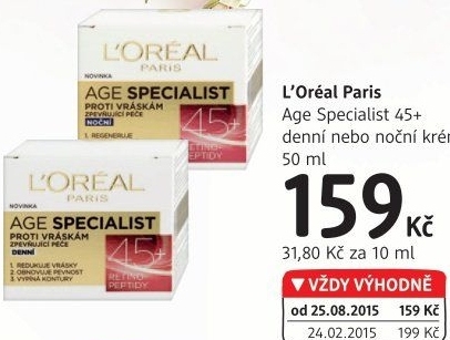 Krém pleťový proti vráskám Age Specialist L'oréal