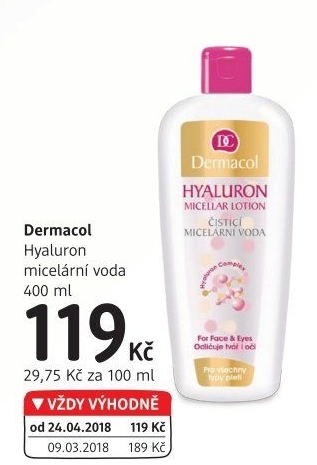 Micelární voda proti stárnutí pleti Hyaluron Dermacol