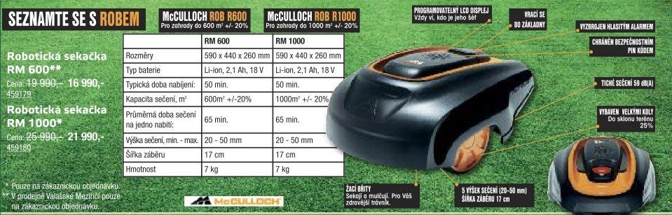 Robotická sekačka McCulloch RM 600
