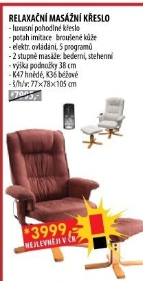 Relaxační masážní křeslo s podnožkou hnědé K47