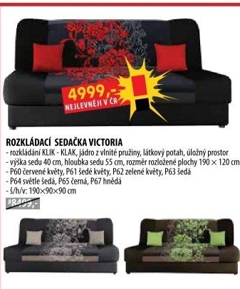 Pohovka VICTORIA červené květy
