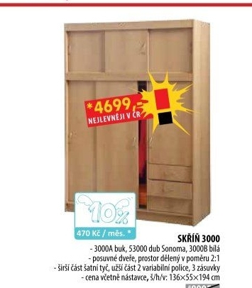 Skříň s posuvnými dveřmi 3000