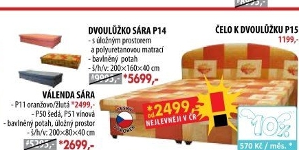 Válenda SÁRA s úložným prostorem P11